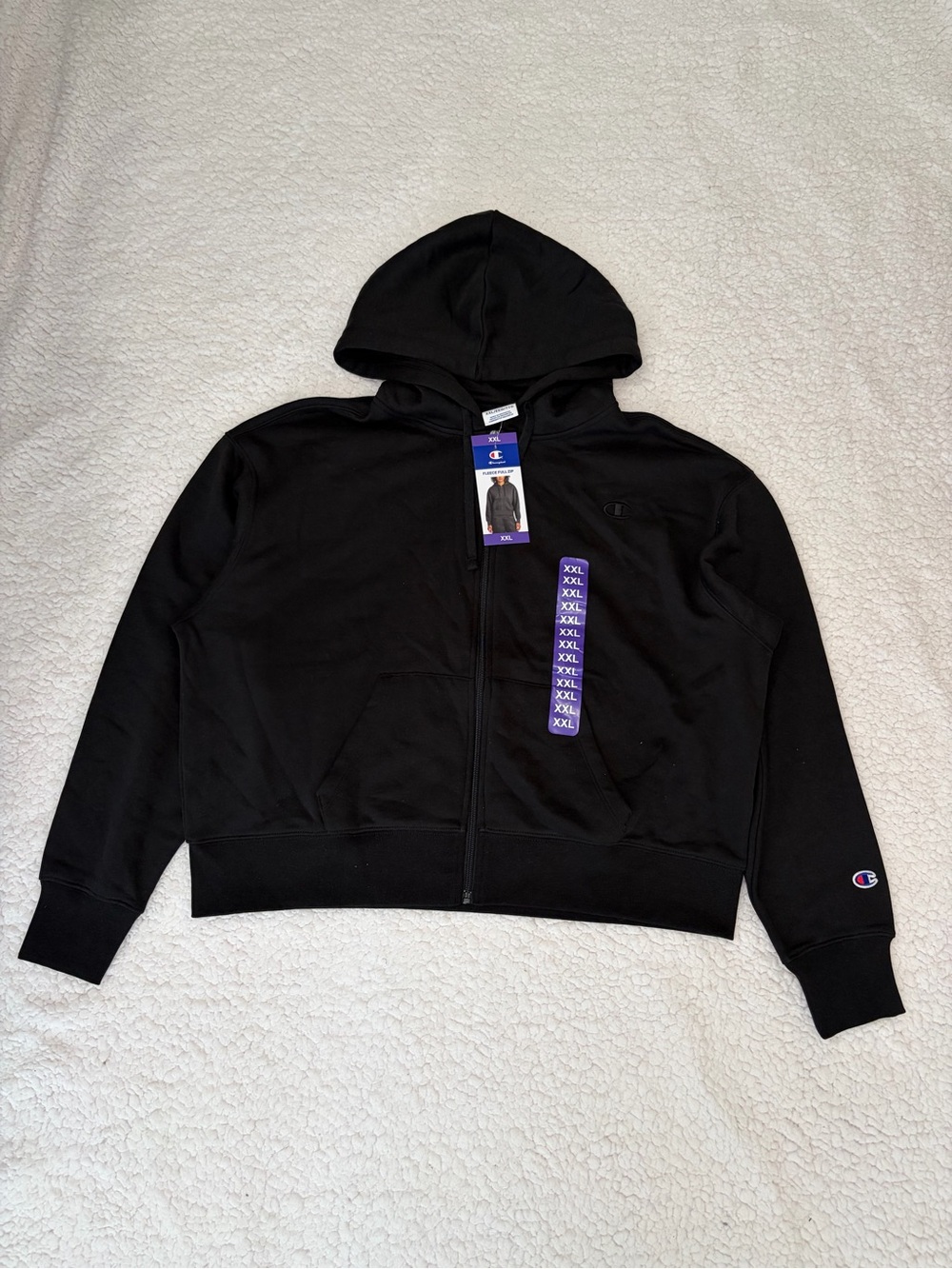 Champion Women  Black Fleece Full-Zip Hoodie Jacket w/ Logo Size XXLarge MSRP 60